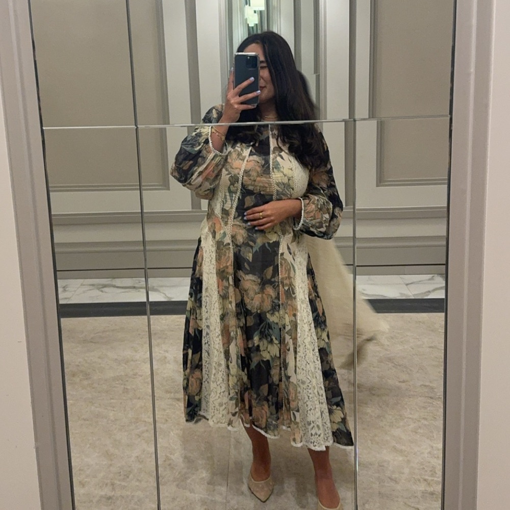 Let Me Be Floral & Lace Lace Midi Dress